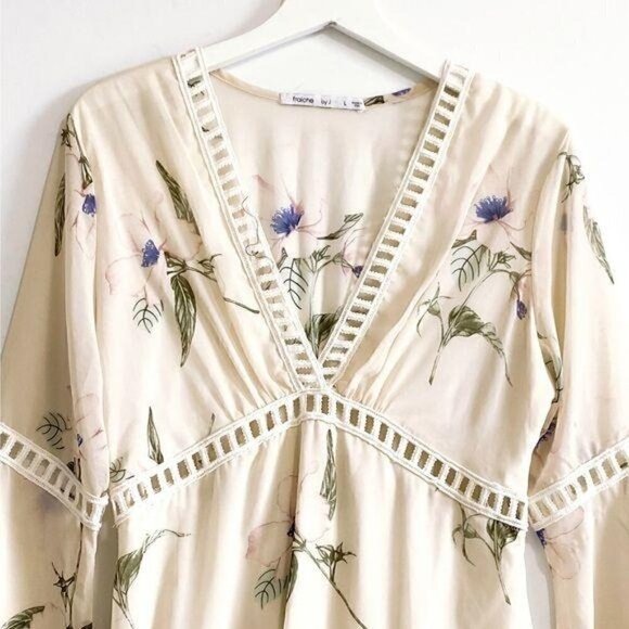 Fraiche By J Floral Print Chiffon Blouson Dress, size L - Picture 7 of 11